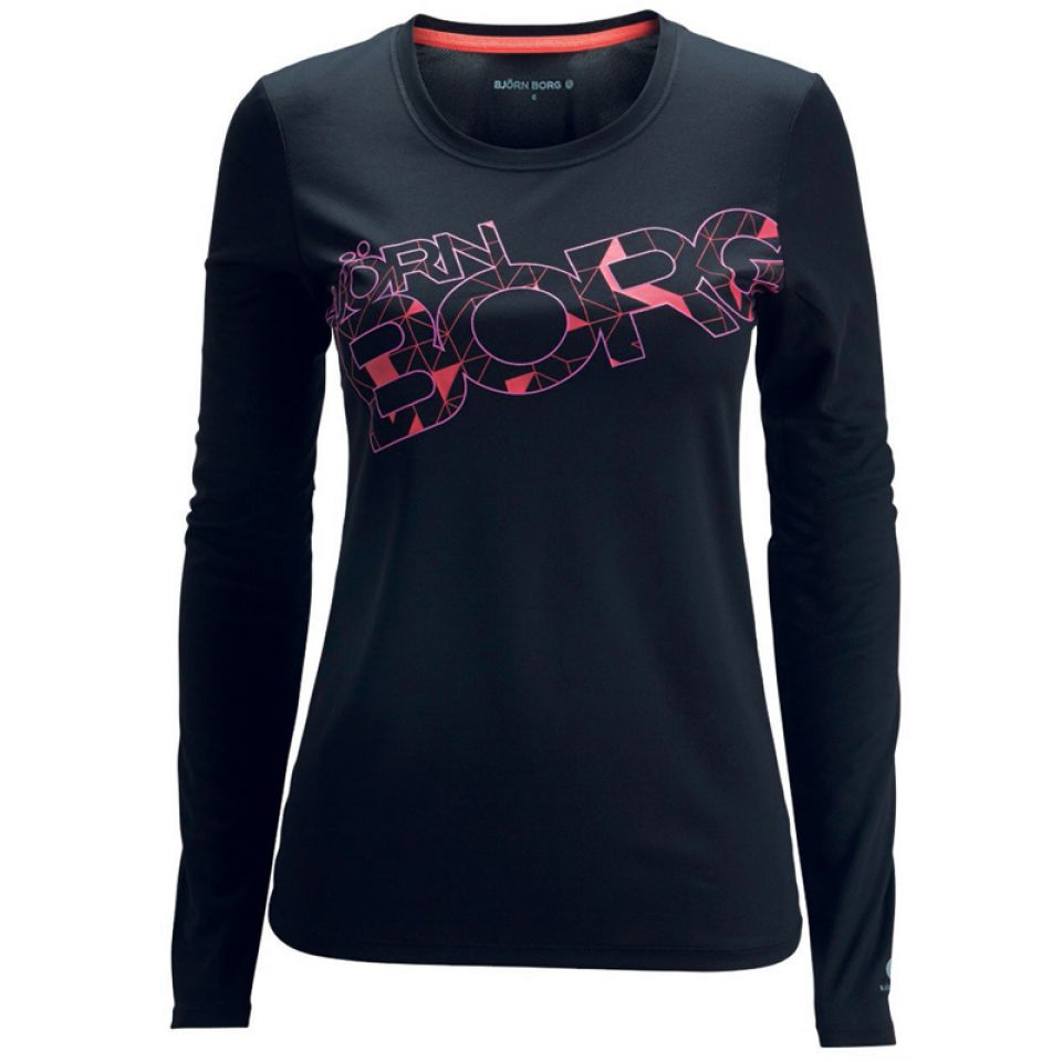 Björn Borg shirt lange mouw Wonne zwart/roze dames (foto 1)
