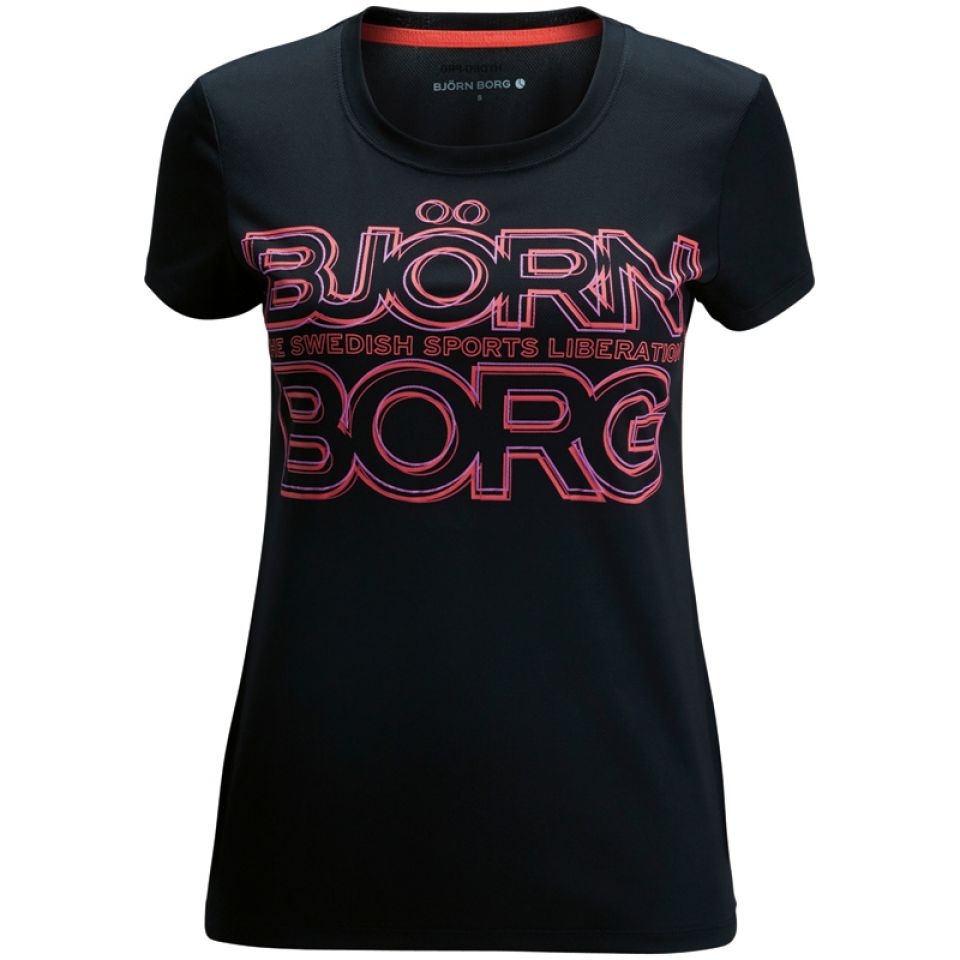 Björn Borg shirt korte mouw Wynnie zwart/roze dames (foto 1)