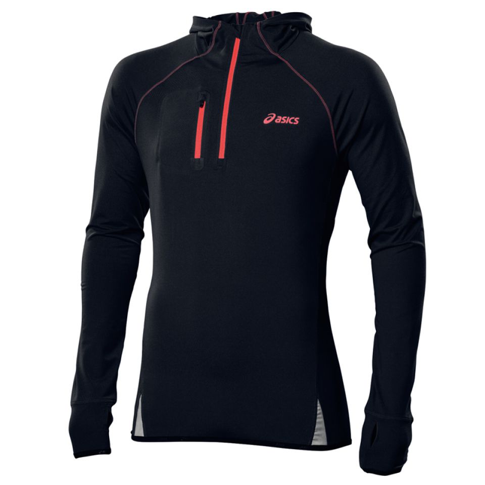 Asics shirt lange mouw Fuji hoodie zwart/oranje heren (foto 1)