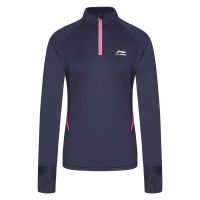 Li-ning shirt lange mouw winter 1/2 zip donkerblauw/roze dames