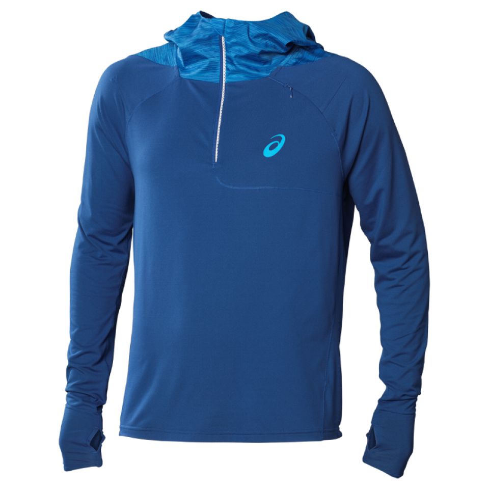 Asics shirt lange mouw 1/2 zip Soukai hoodie blauw heren (foto 1)