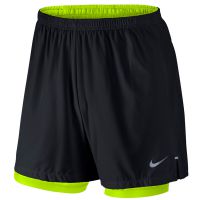 Nike 2-in1 running short Phenom 5 inch black/volt heren (foto 1)