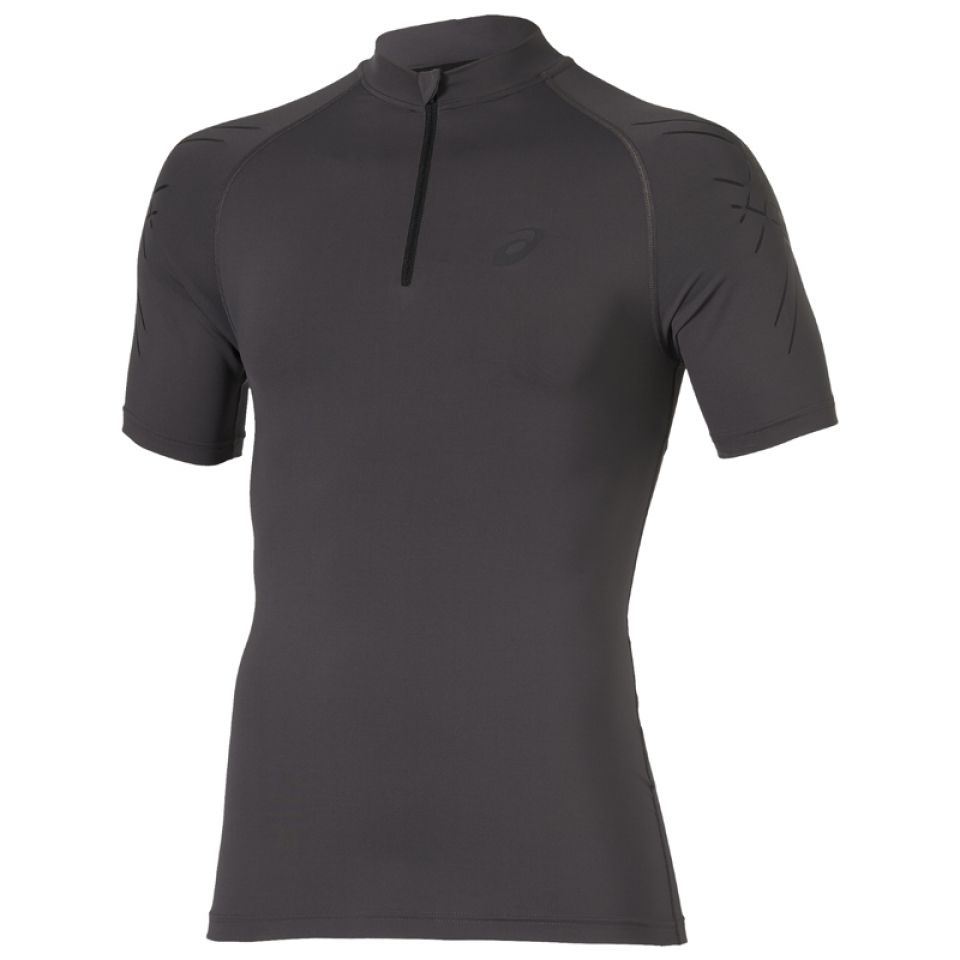 Asics shirt korte mouw 1/2 zip Inner Muscle dark grey heren (foto 1)