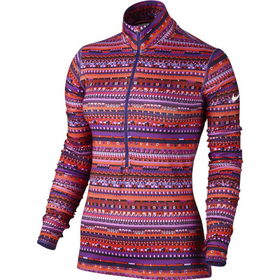 Nike shirt lange mouw Pro Warm 8 Bit half-zip carminered/purple/pink dames (foto 1)