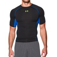 Under Armour shirt korte mouw HG Compressie black/high vision heren (foto 1)