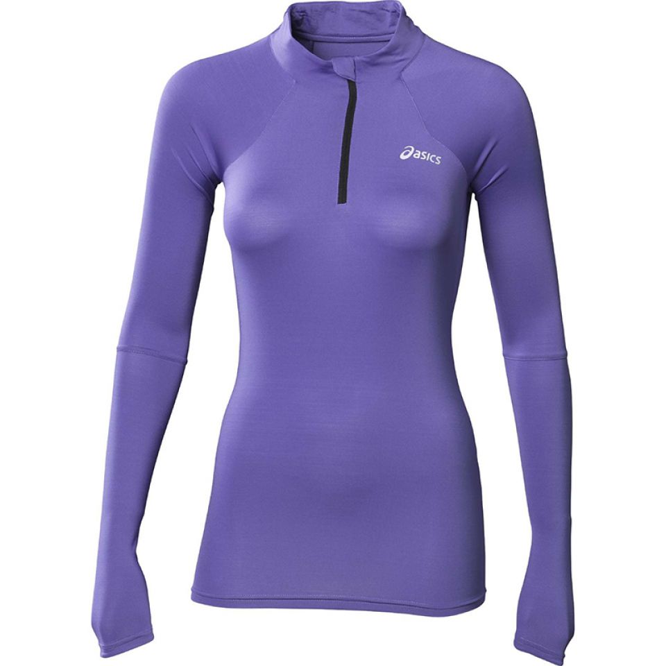 Asics shirt lange mouw run 1/2 zip paars dames (foto 1)