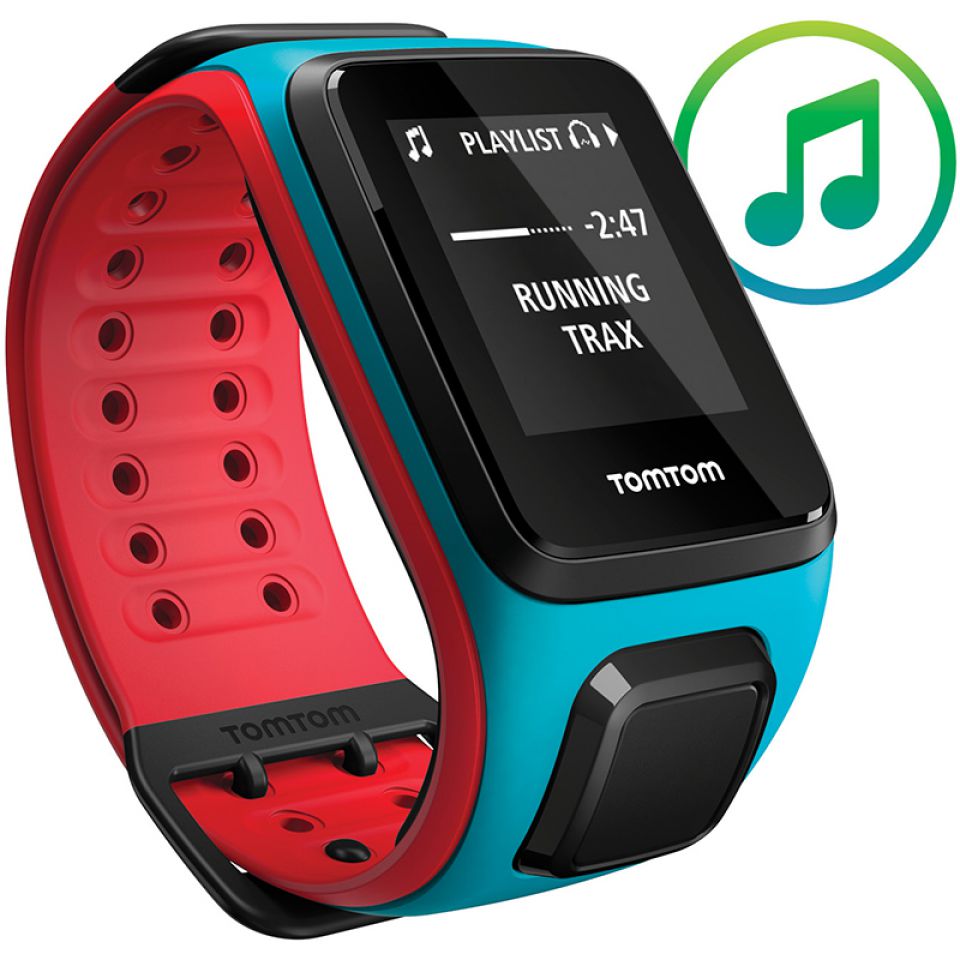 TomTom Runner 2 Music GPS-sporthorloge scuba blue/rood large (foto 1)