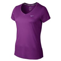 Nike shirt korte mouw Miler V-neck purple dames