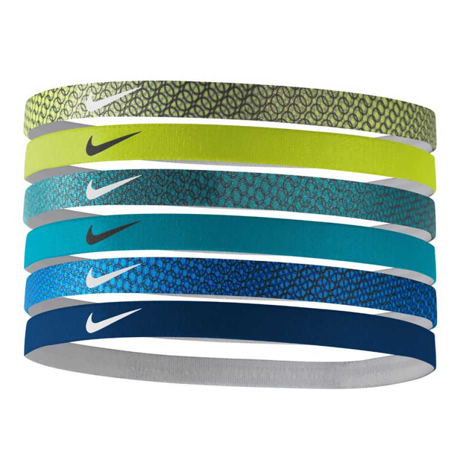 Nike haarband Printed 6 pack volt/rioteal dames (foto 1)