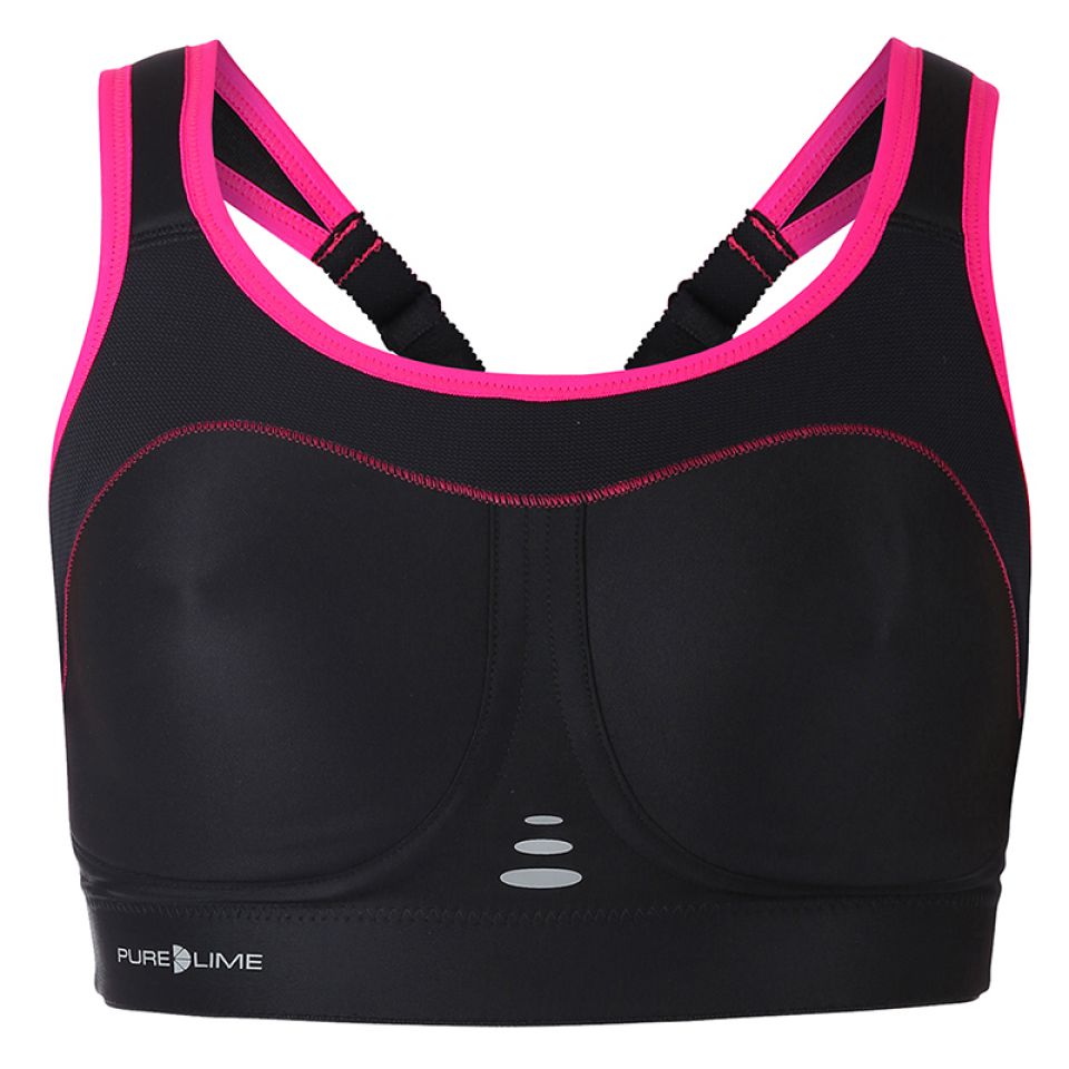 Pure Lime Compression Bra High Impact zwart/roze Dames (foto 1)