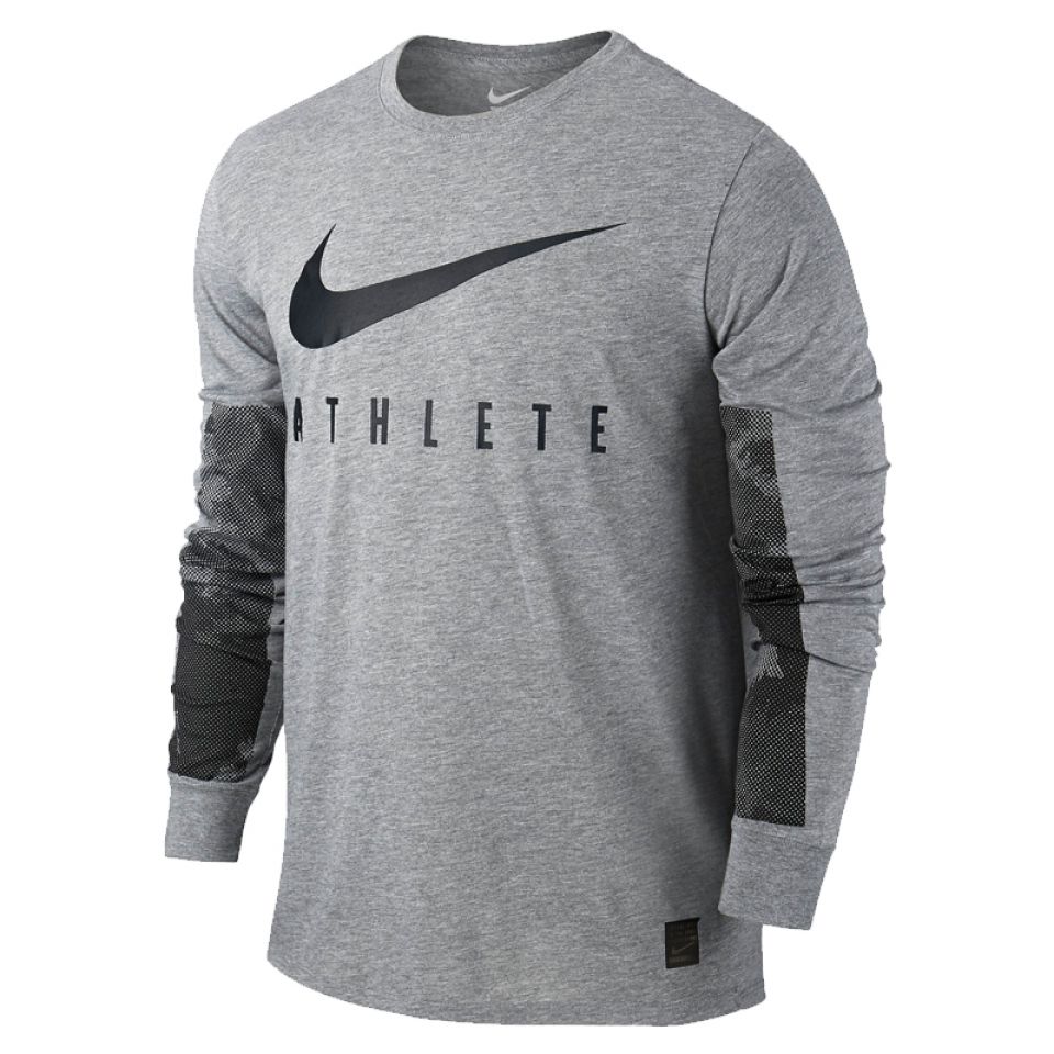 Nike shirt lange mouw Camo carbon heather heren (foto 1)
