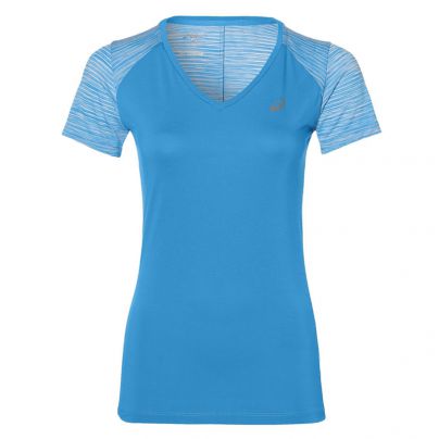 Asics shirt korte mouw FuzeX V-neck diva blue dames