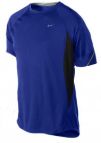 Nike Shirt k/m Dri-fit UV kobalt/zwart heren