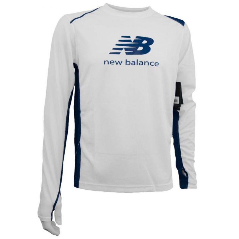 New Balance NB Shirt l/m wit/blauw heren kopen – Heren