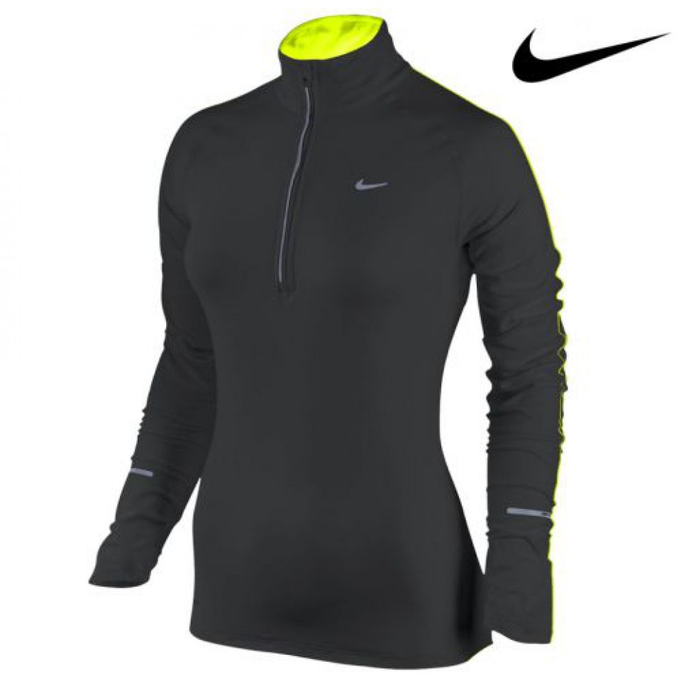 Nike lange mouw Element 1/2 zip zwa/geel dames kopen Dames