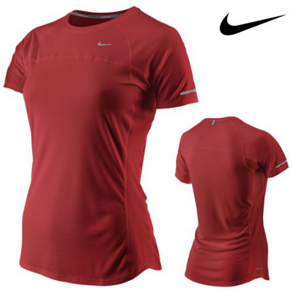 Nike shirt k/m Miler rood dames (foto 1)