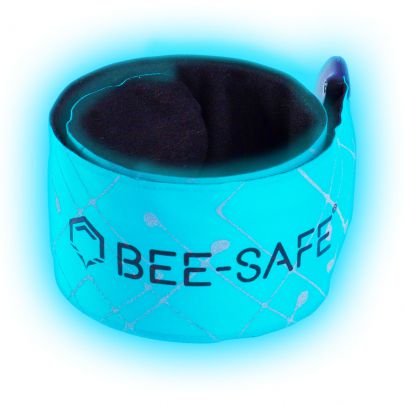 Bee-Safe click armband LED USB oplaadbaar blauw