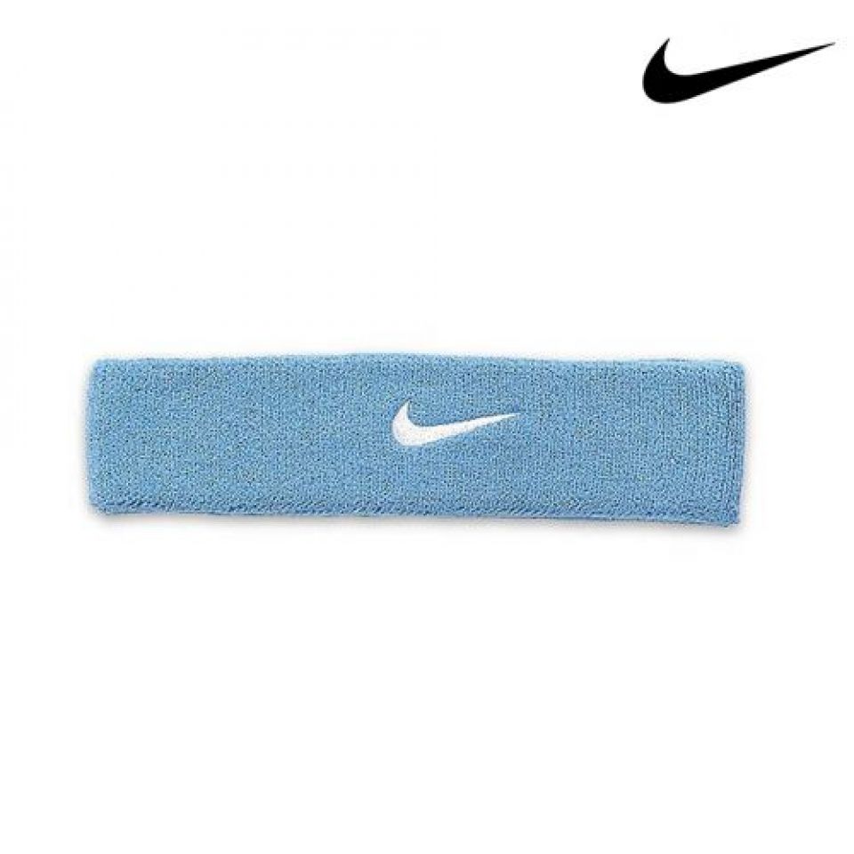 Nike headband swoosh lichtblauw/wit (foto 1)