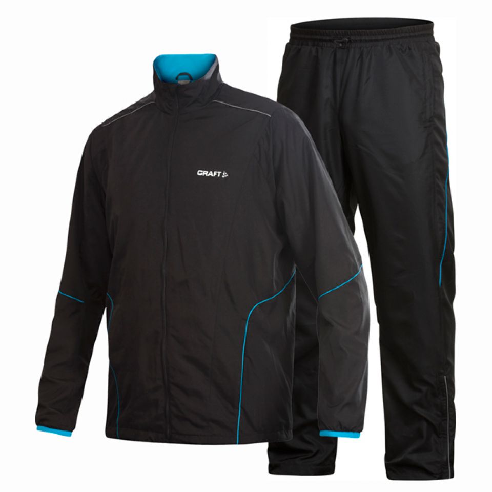 Craft hardloopjack + pant Active Run Wind zwart/blauw heren (foto 1)