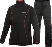 Craft hardloopjack+hardloopbroek Active Run Wind zwart/roze dames (foto 1)