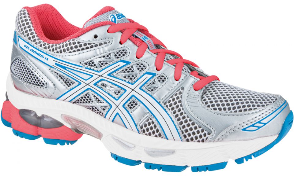 Asics Gel Nimbus 14 GS zilver/parelmoer/roze kids (foto 1)