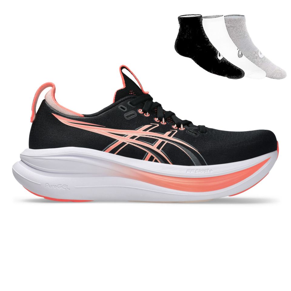 Asics Gel Nimbus 28 + Gratis Asics 3-pack sokken Dames (foto 1)