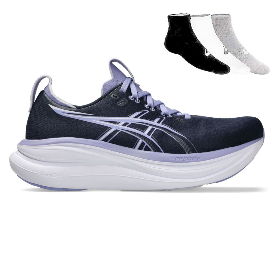 Asics Gel Nimbus 28 + Gratis Asics 3-pack sokken Dames (foto 1)