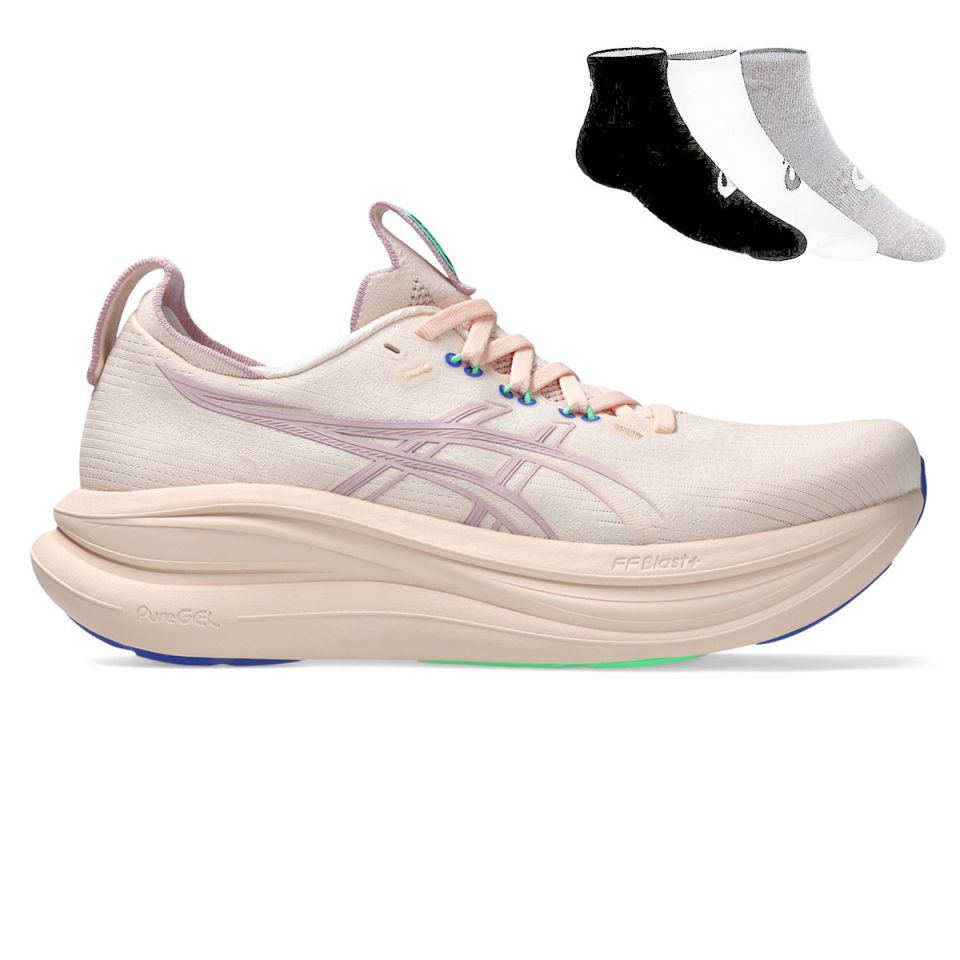 Asics Gel Nimbus 28 + Gratis Asics 3-pack sokken Dames (foto 1)