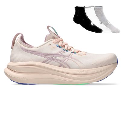 Asics Gel Nimbus 28 + Gratis Asics 3-pack sokken Dames