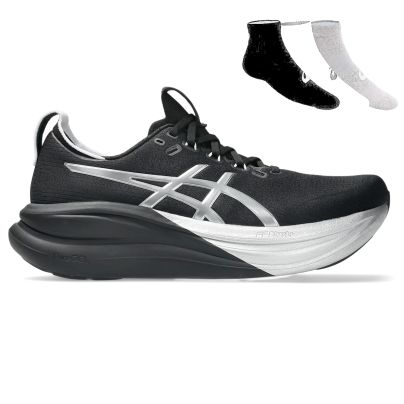 Asics Gel Nimbus 28 Platinum + Gratis Asics 3-pack sokken Heren