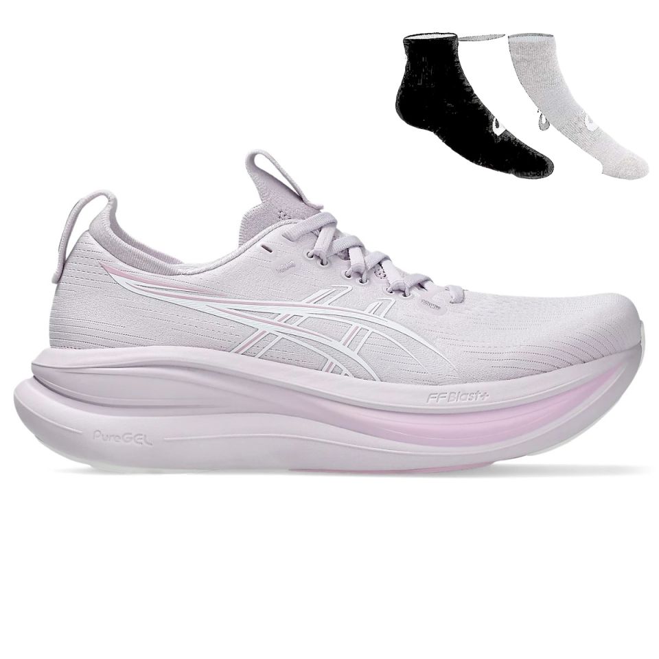 Asics Gel Nimbus 28 + Gratis Asics 3-pack sokken Dames (foto 1)