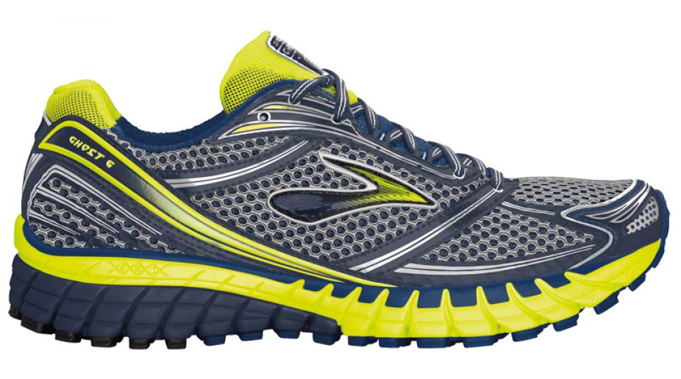 Brooks Ghost 6 zilver/navy/geel heren (foto 1)