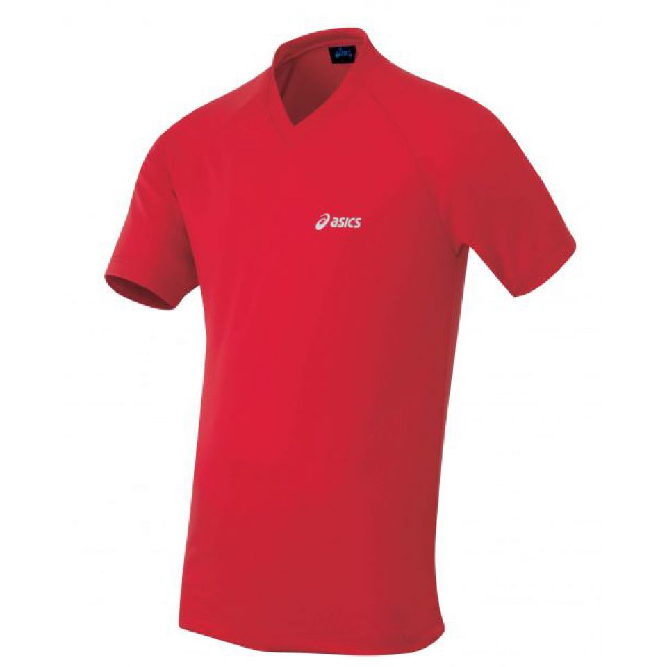 Asics Shirt korte mouw Bikila rood v-neck Heren (foto 1)