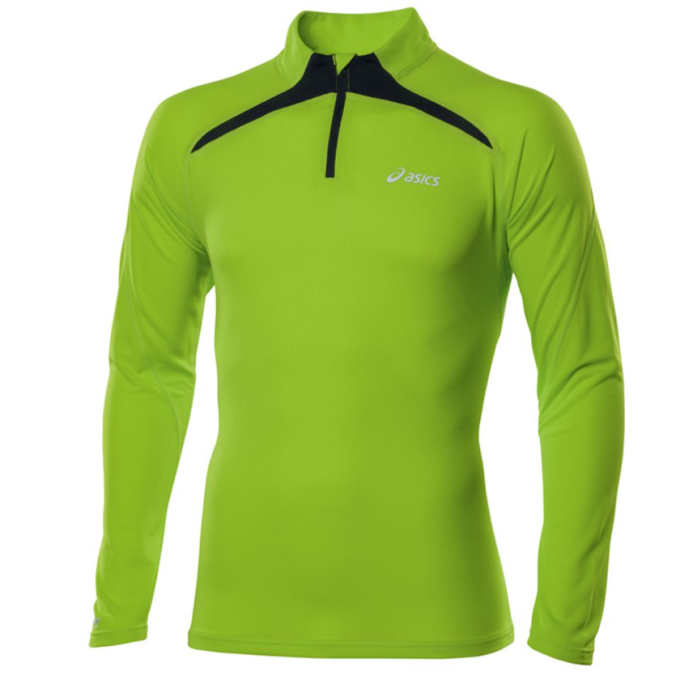 Asics shirt lange mouw half zip neon groen heren (foto 1)