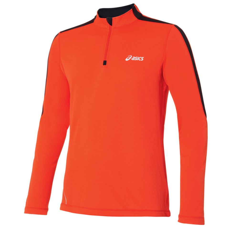 Asics shirt l/m 1/2 zip top L2 rood/zwart heren kopen – Heren