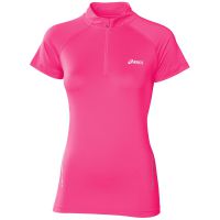 Asics shirt korte mouw 1/2 zip roze dames (foto 1)