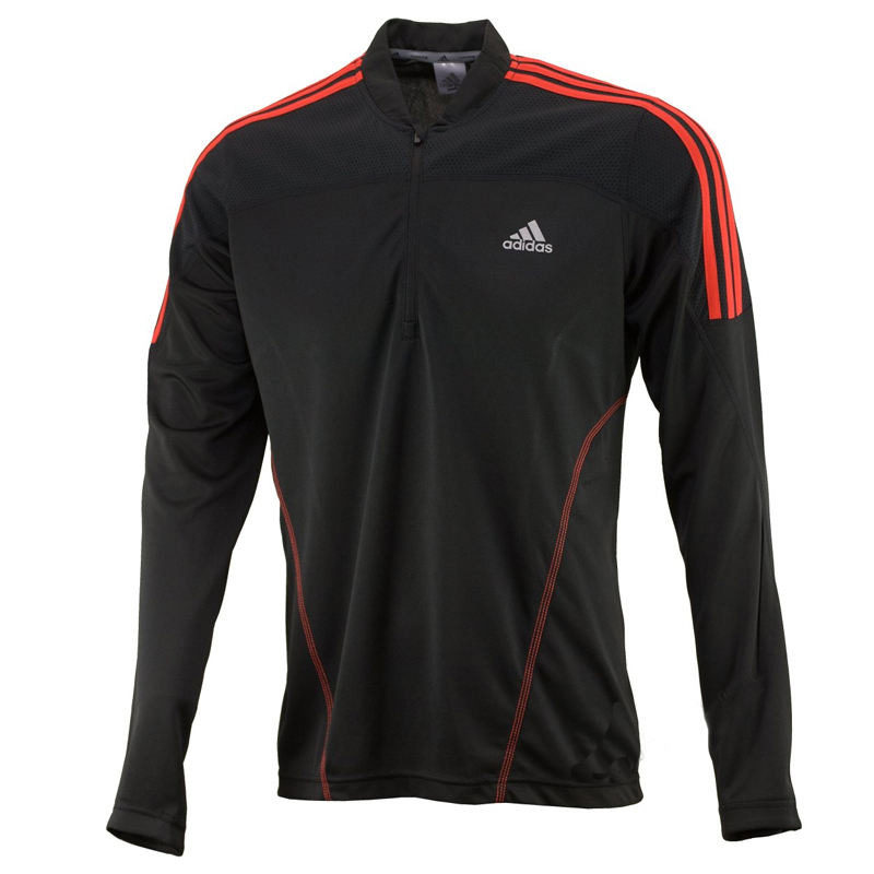 Adidas shirt lange mouw RSP 1/2 zip zwart/rood heren kopen – Heren