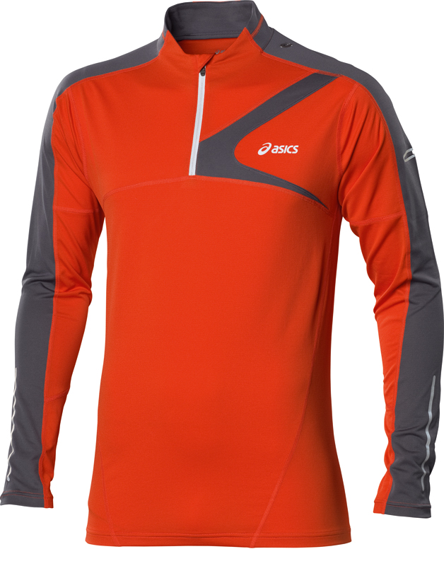 Asics shirt mouw zip Top oranje/zwart heren –