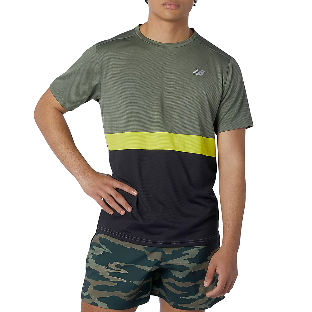 New Balance shirt korte mouw Striped Accelerate Heren (foto 1)