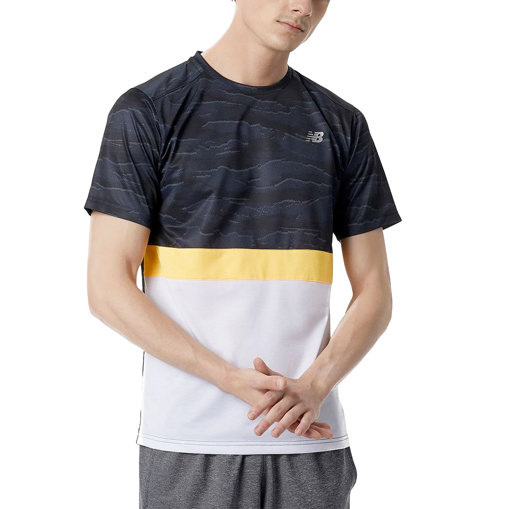 New Balance shirt korte mouw Striped Accelerate Heren (foto 1)