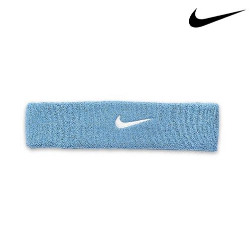Nike headband swoosh lichtblauw/wit kopen
