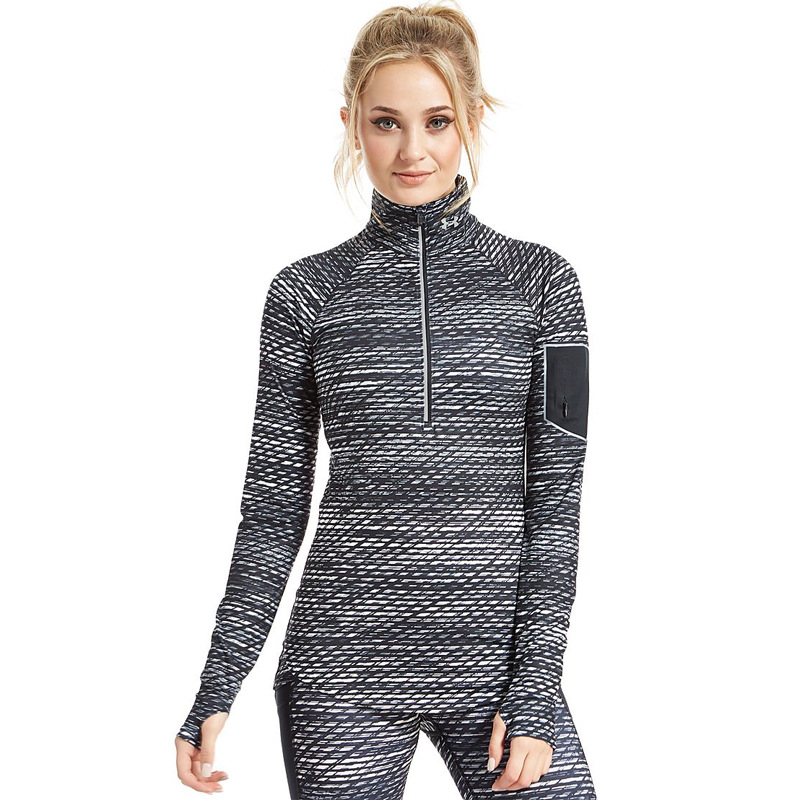 Under Armour shirt lange mouw 1 2 zip Fly Fast black white dames
